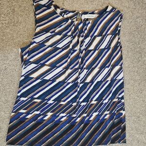 Calvin Klein Women's Blue and Brown Striped Top